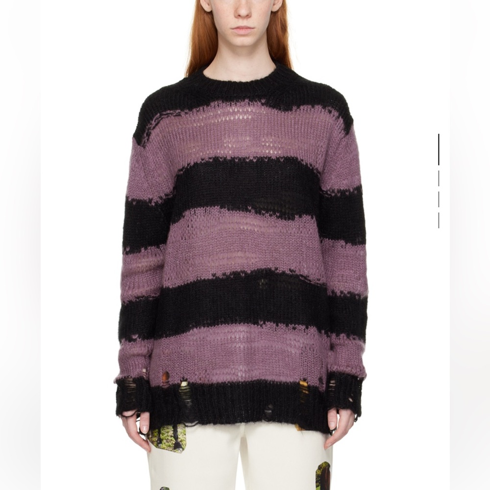 Acne Studios Striped Black and Purple Women's Sweater